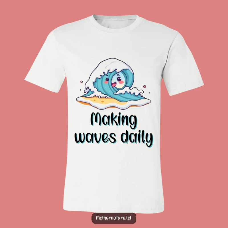 Funny Wave Character T-Shirt - Playful Beach Crash Humor Gift