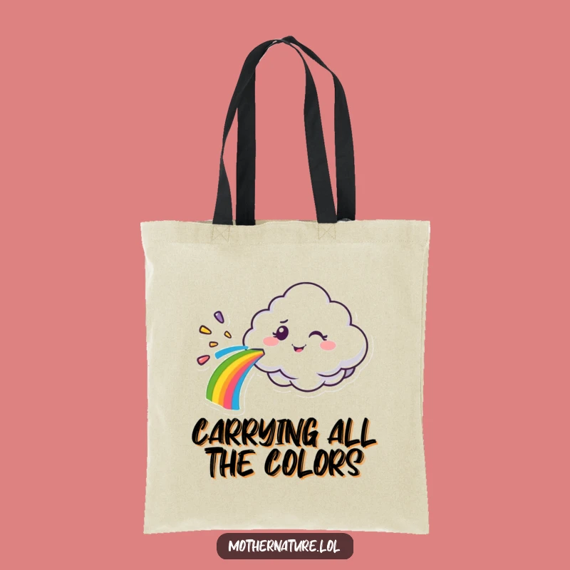 Funny Cloud Rainbow Wink Tote Bag - Practical Character Accessory