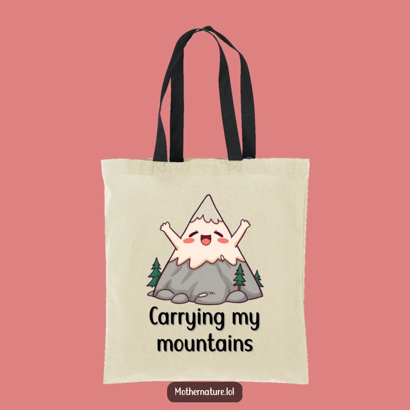 Funny Mountain Yawning Tote Bag: Cute Character Accessory, Perfect Funny Gift