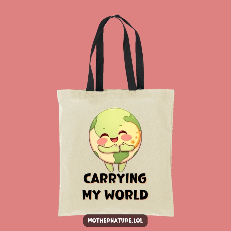 Funny Earth Hugs Moon Tote Bag: Celestial Pals Design, Perfect Funny Gift