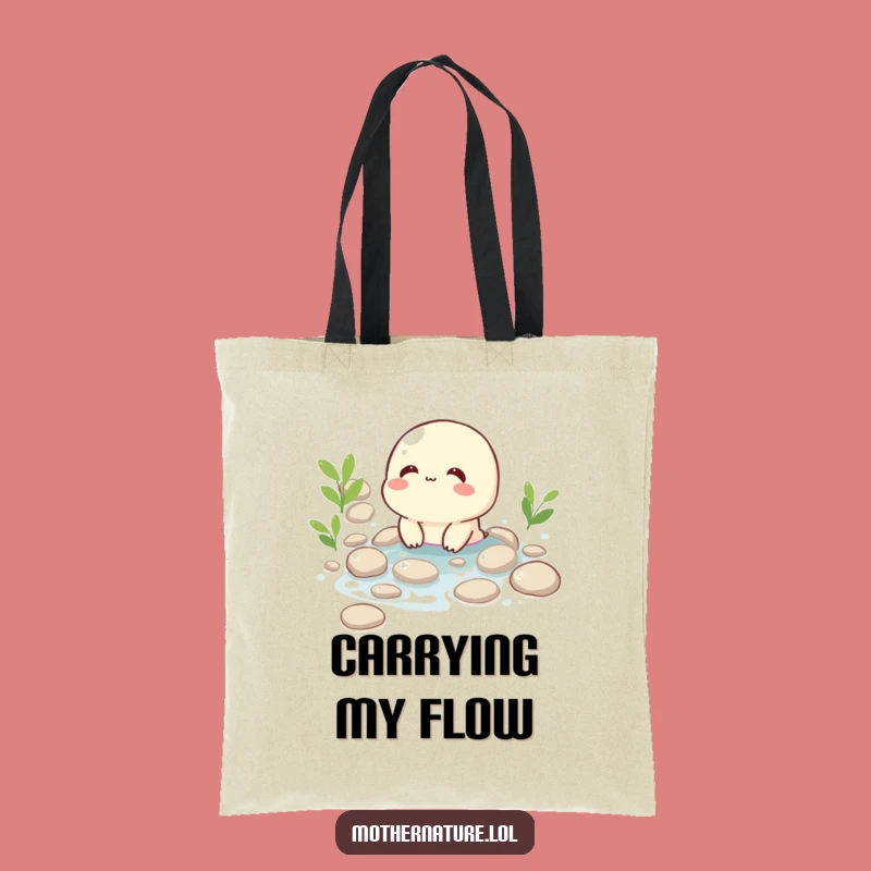 Funny Giggling Brook Tote Bag: Happy Flowing Character Gift