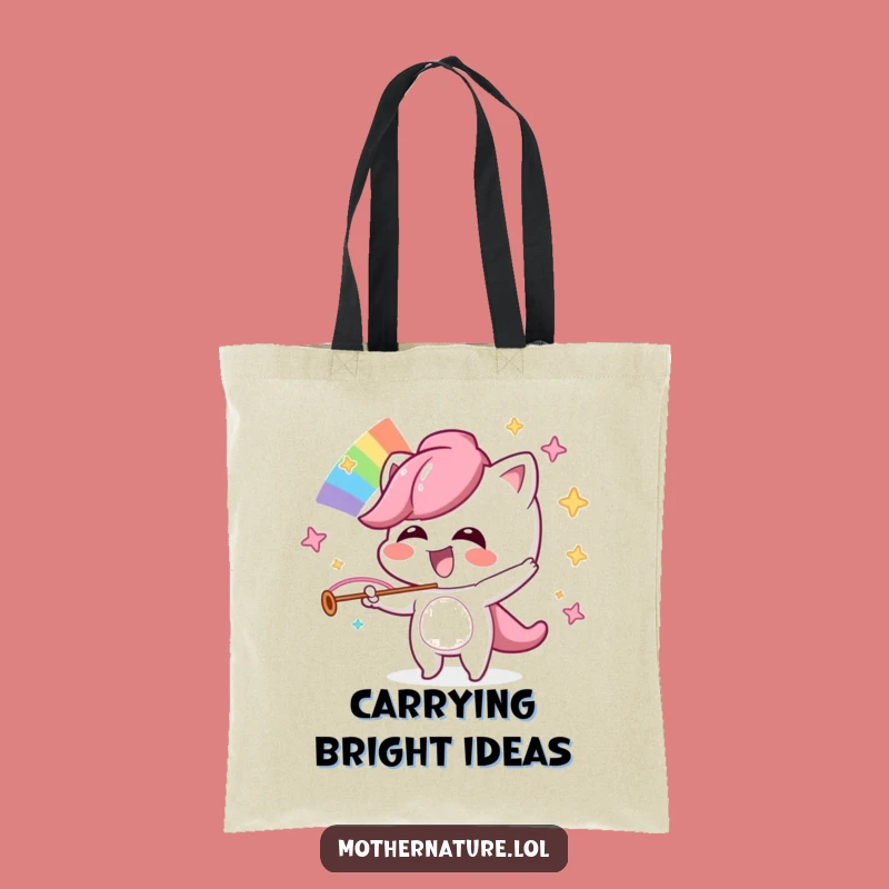 Funny Mischievous Rainbow Tote Bag, Giggling Artist Carry-all, Great Gift