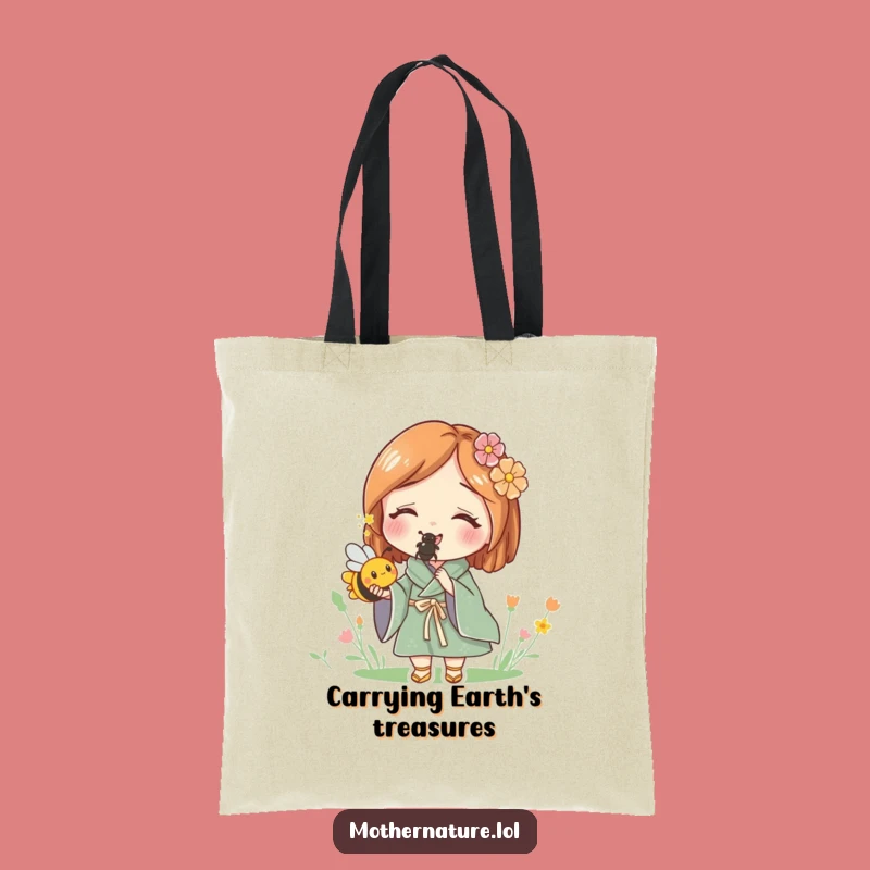 Funny Mother Nature Holding Bee Tote Bag - Carry Nature's Beauty