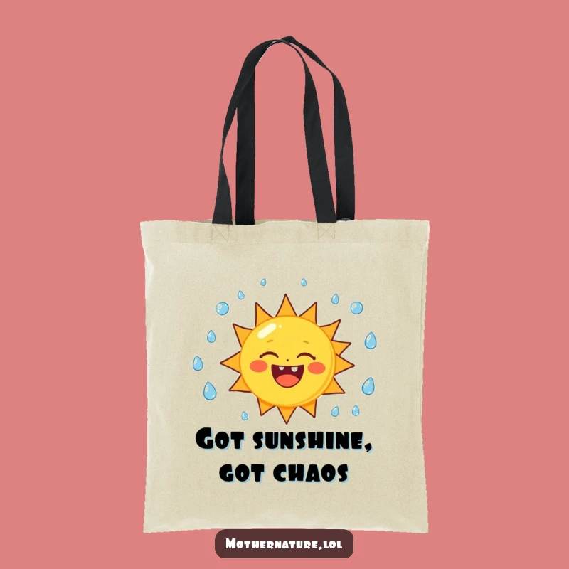 Funny Sun Juggling Raindrops Tote Bag - Cheerful Character Accessory