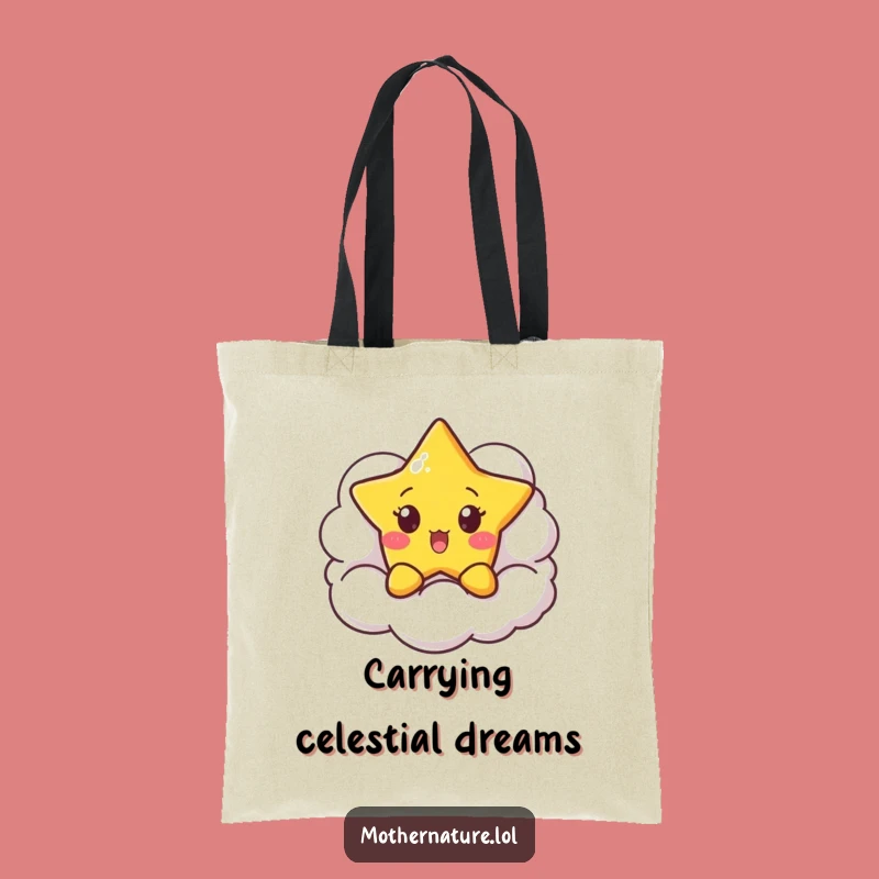 Funny Surprised Star Tote Bag - Peekaboo Cloud Everyday Gift