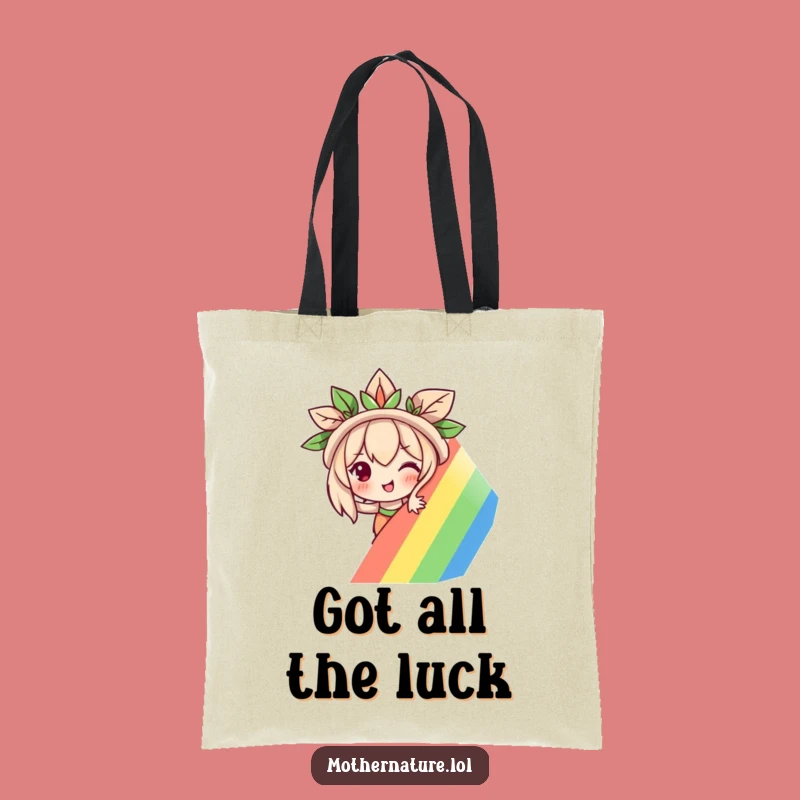 Funny Mother Nature Tote Bag: Rainbow Peek Eco-Friendly Carryall, Nature Gift