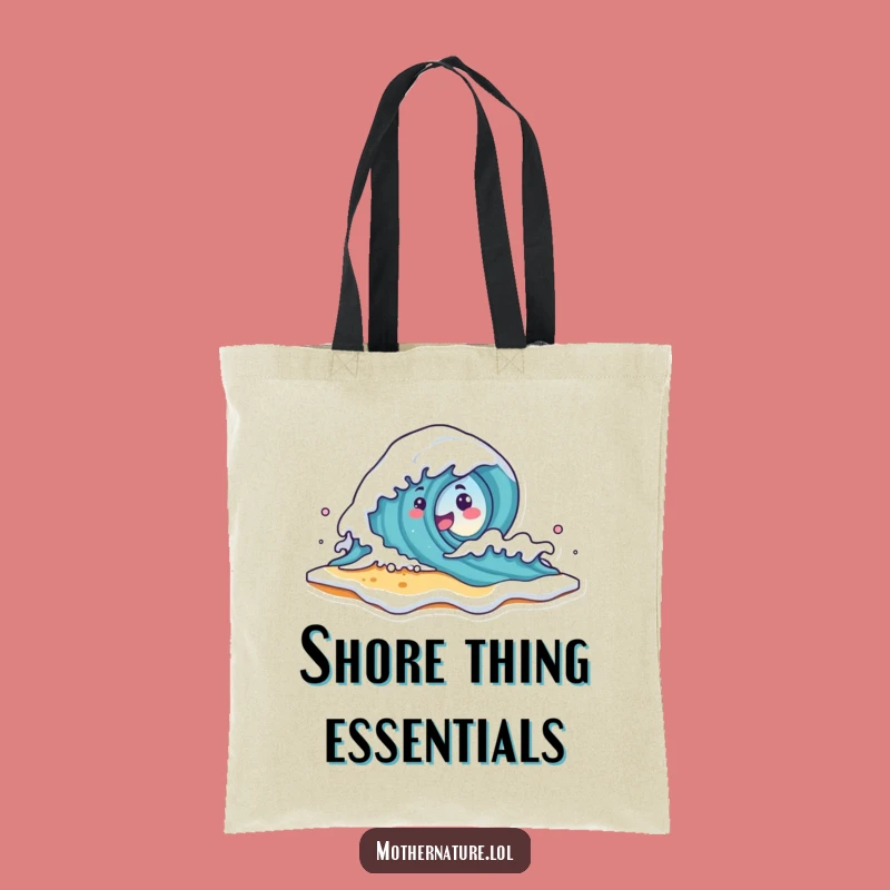 Funny Wave Character Tote Bag - Playful Beach Crash Gift